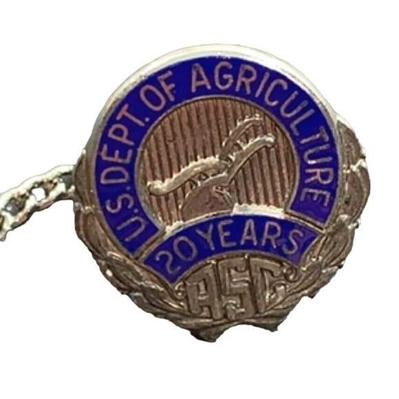 U.S. Dept. Of Agriculture 20 Years Service Pin Silver Tone Tie Tack - Picture 4 of 7
